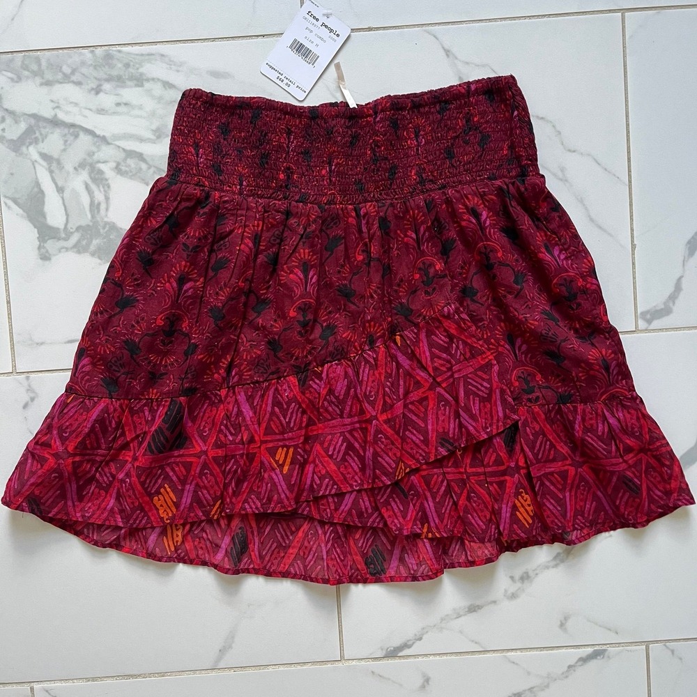 NWT Free People Riviera smocked mini skirt sz Medium